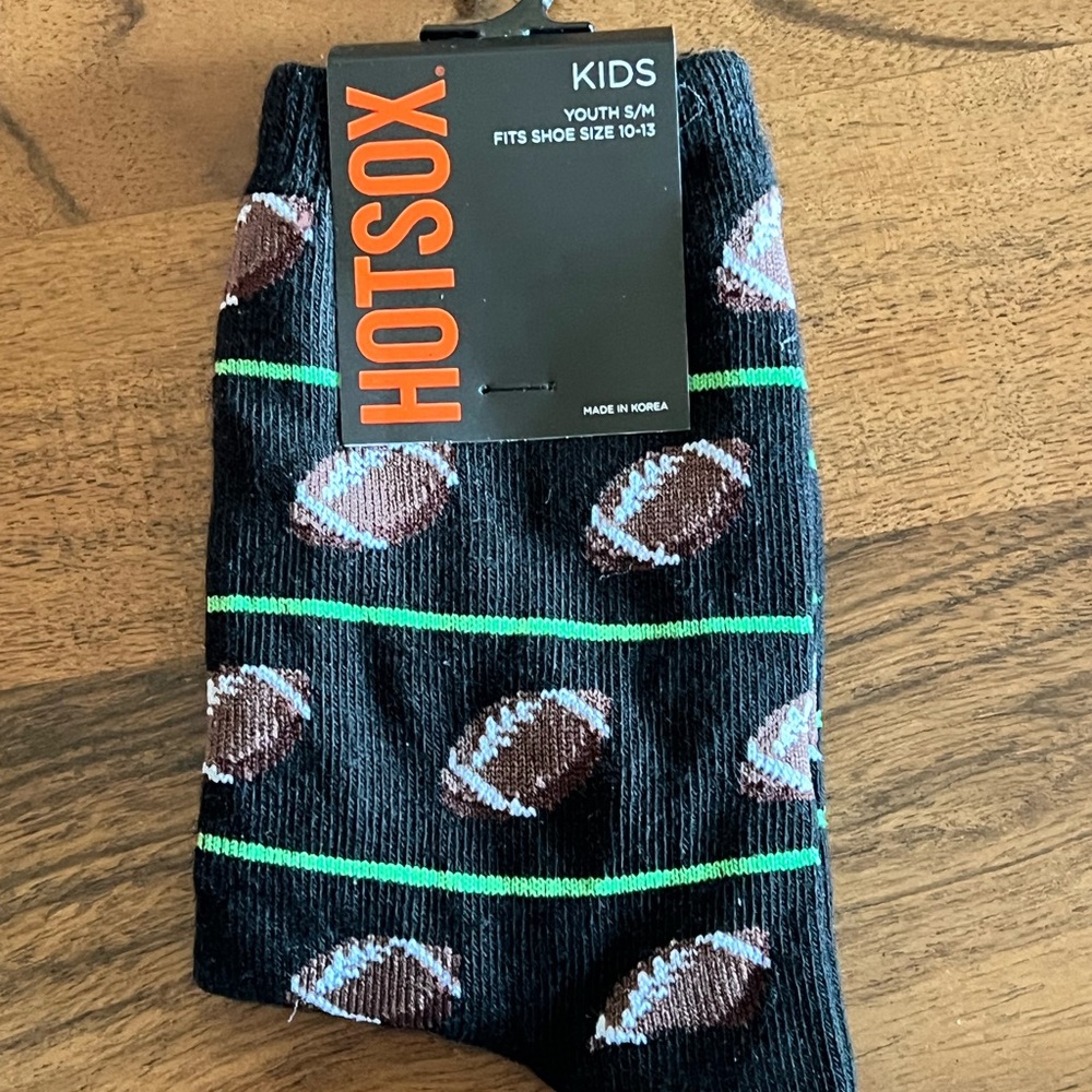 Hot Sox Kids Football Pattern Socks - Black and Green